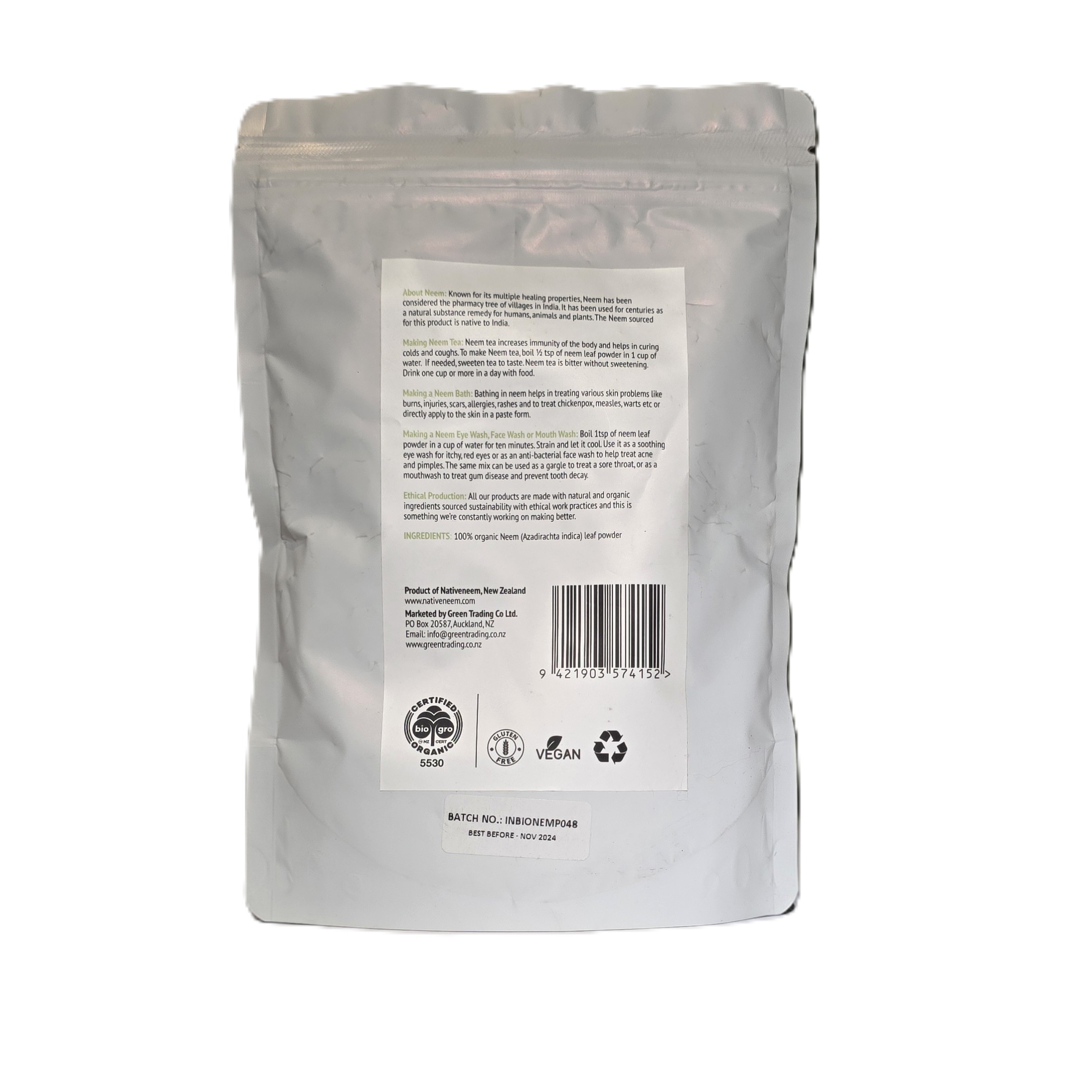 nativeneem organic neem leaf powder 250g nativeneem organic neem leaf powder 250g